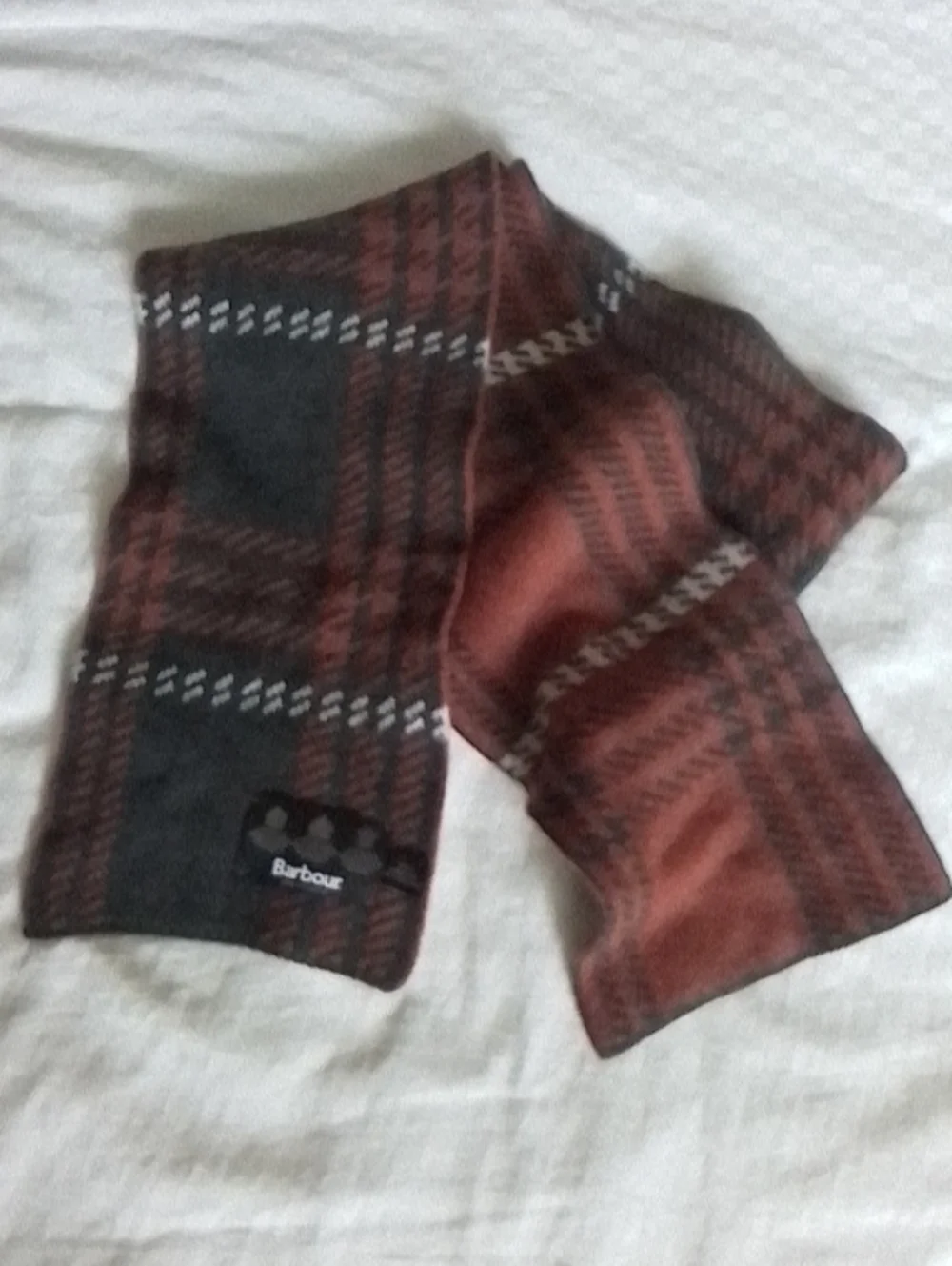 Barbour Classic 100% Lambswool Wool Houndstooth Tartan Plaid Check Scarf